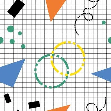 Memphis vector pattern. Seamless background in collage style. Stock Illustration