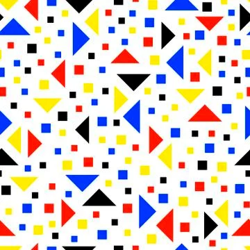 Memphis vector seamless pattern with geometric elements. Retro backdrop style 스톡 일러스트