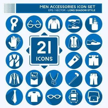 Men Accessories Icon Set. suitable for education symbol. long shadow style. s Stock Illustration