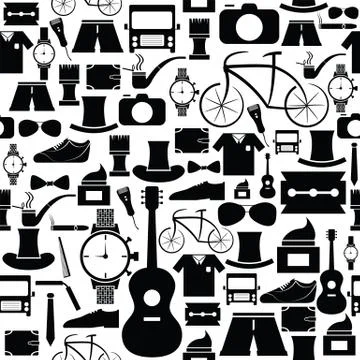 Men accessories seamless pattern background icon. Stock Illustration