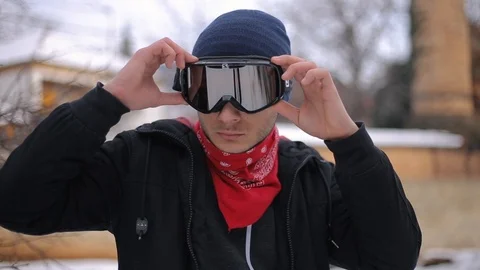 Men Adjusting Snowboard Gear Stock Footage 101754245