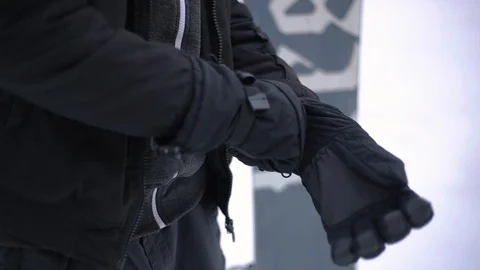 Men Adjusting Snowboard Gear Stock Footage 101754388