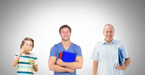 Men of age generations growing up 스톡 사진