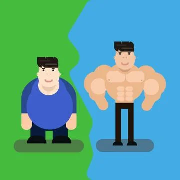 Men Before and After, vector Stock Illustration