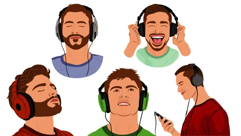 Men and headphone Stock Footage 329778913