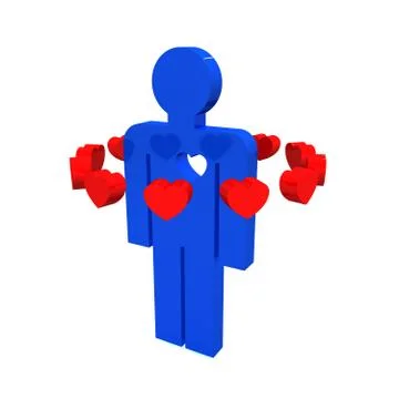 Men and hearts 스톡 일러스트