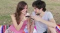 men and women get drunk with red wine HD Footage