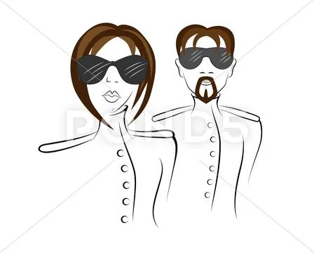 Men and women in uniform Stock Illustration