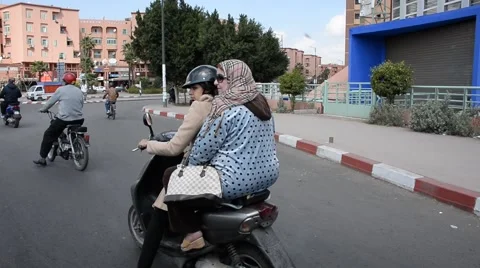 Men and women waiting in an intersection Marrakech Stock Footage 49593255