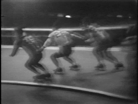 Men and Women's Roller Derby New York City Archival Newsreel Stock Footage