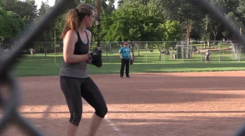 Men and women's softball, solid hitter Stock Footage 37759794