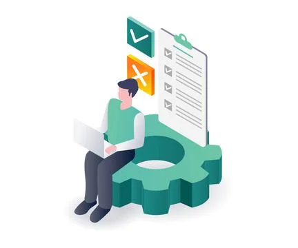 Men are checking several options Stock Illustration