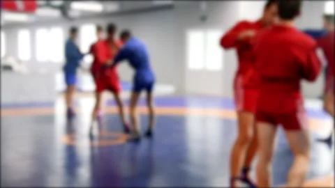 Men are exercising. Sambo. Blurred. Vídeos de archivo 205062914