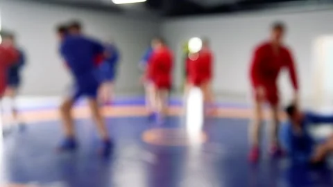 Men are exercising. Sambo. Blurred. Stock Footage 209146130