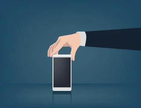 Men are operating smartphone. Concept bussiness illustration. Vector flat Stock Illustration