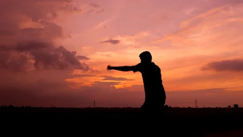Men are practicing boxing. Stock Footage
