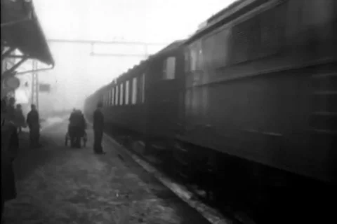 Men arrive through train for the military training program - 1952 Stock Footage 112160832