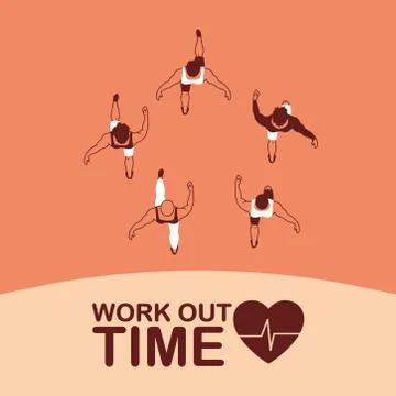Men avatars running and work out time top view vector design Stock Illustration
