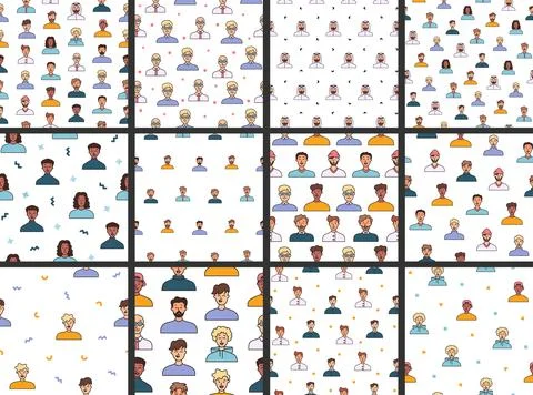 Men avatars. Seamless pattern. Stock Illustration