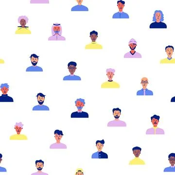 Men avatars. Seamless pattern. Stock Illustration