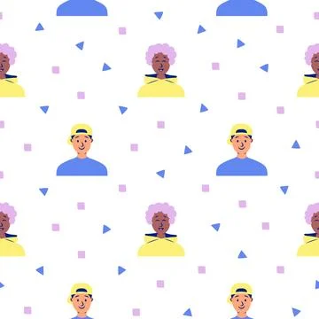 Men avatars. Seamless pattern. Stock Illustration