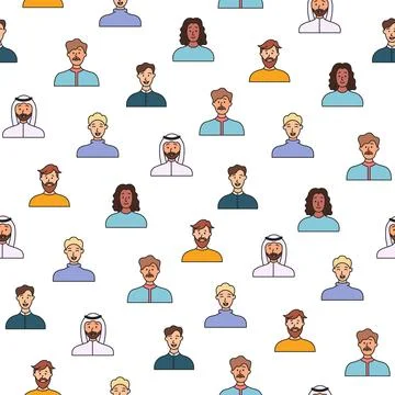 Men avatars. Seamless pattern. Stock Illustration