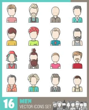 Men avatars vector icons set Stock Illustration