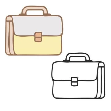 Men bags wallets small cases simple outline and color vector illustration Stock Illustration