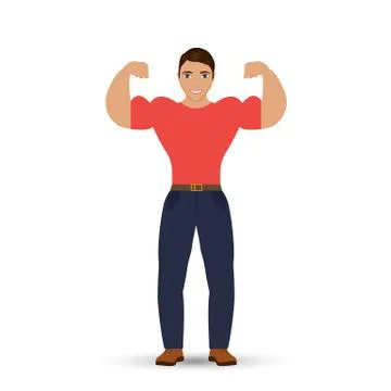 Men bodybuilder isolated on white background. Vector illustration. Stock Illustration