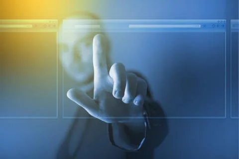 Men browsing web Stock Illustration