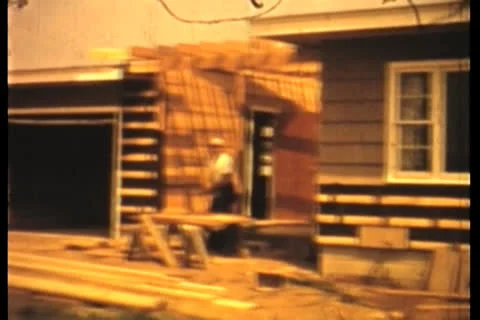 Men Building House Stock Footage 24703966