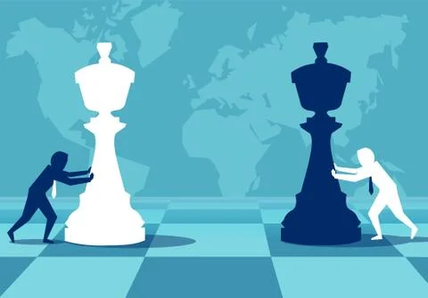 Men building strategy playing chess Stock Illustration