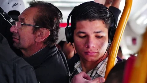 Men on the bus Stock Footage 75346922