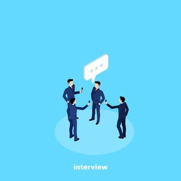 Men in business suits interview, isometric image Stock Illustration