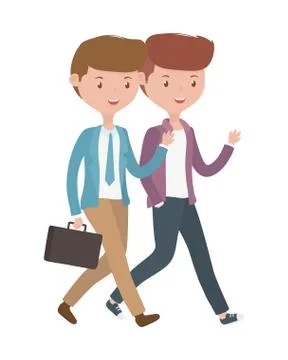 Men cartoon walking design vector illustrator Stock Illustration