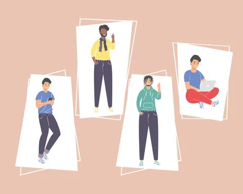 Men cartoons set Stock Illustration