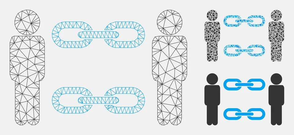 Men Chains Vector Mesh 2D Model and Triangle Mosaic Icon 스톡 일러스트