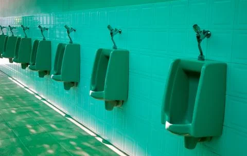 Men chamber pot automatic flush Stock Photos