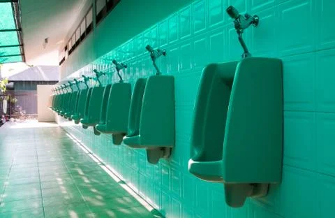 Men chamber pot automatic flush Stock Photos