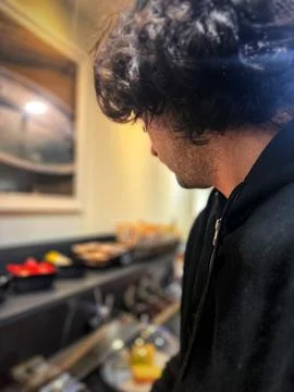 Men choosing breakfast Stock-Fotos