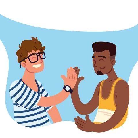 Men clapping palms Stock Illustration