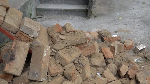 Men clean up construction waste Stock Footage 97630227