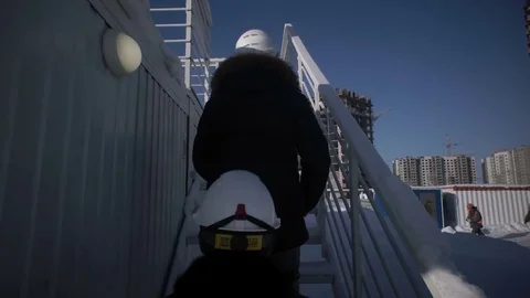 Men climb the stairs Stock Footage 82070916