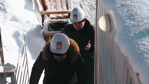 Men climb the stairs Stock Footage 82146009