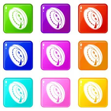 Men clothes button icons set 9 color collection Illustrazione stock