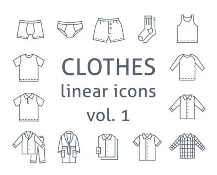 Men clothes simple flat line vector icons 스톡 일러스트