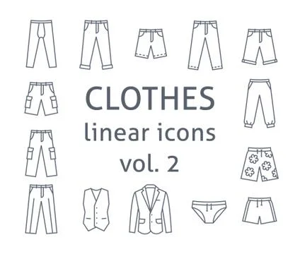 Men clothes simple flat line vector icons Stock-Illustration