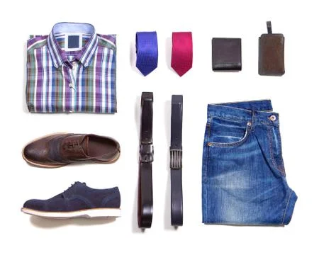 Men clothes on white background Stock Photos
