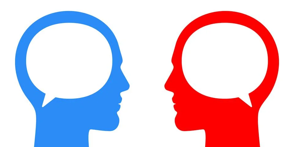Men communicating face to face. Different or same point of views, opinions Stock-Illustration