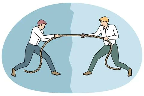 Men competitors pull rope fight for leadership Stock Illustration